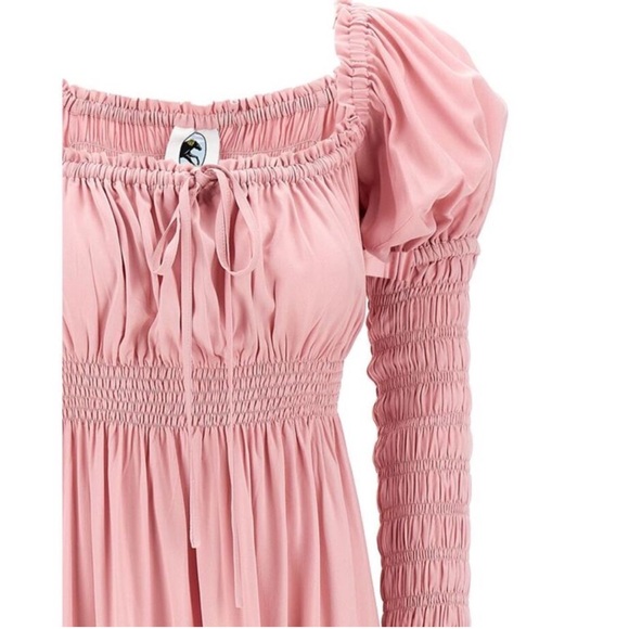 Sleeper - Juliette Shirred Asymmetric Dress - Pink - Size S - NWT - Picture 4 of 14